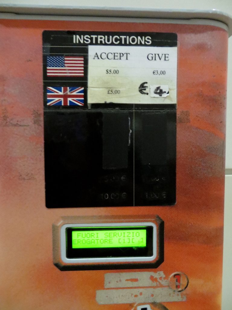Exchange machine at the airport in Italy- Italy from the Insid